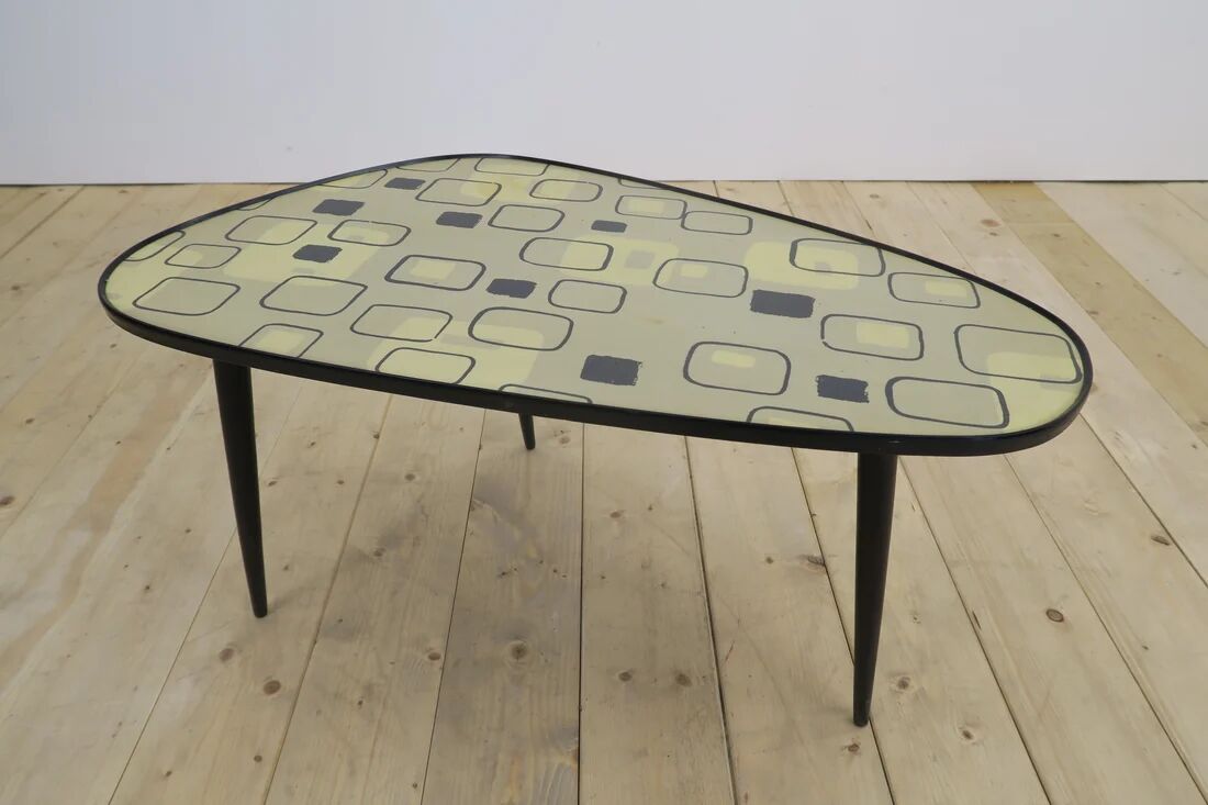 Low mid-century coffee table in formica and wood, Germany 1970.