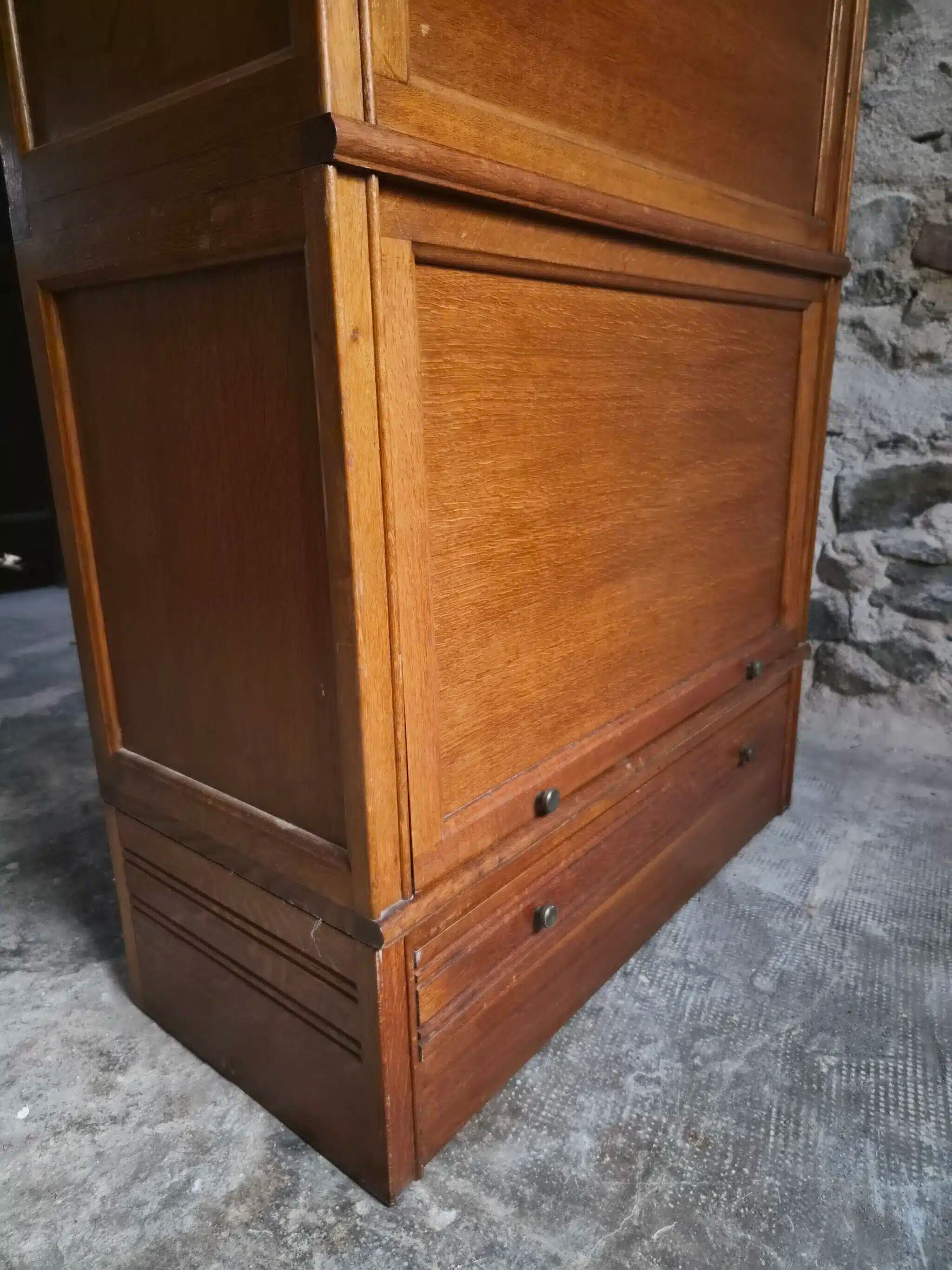 French modular secretary in oak with display case, 1950s.