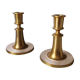 Set of 2 brass candle holders with mother-of-pearl, 1970s