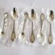 DEETJEN set of 6 silver-plated metal teaspoons or dessert spoons with crossed ribbons, new, 14.5 cm
