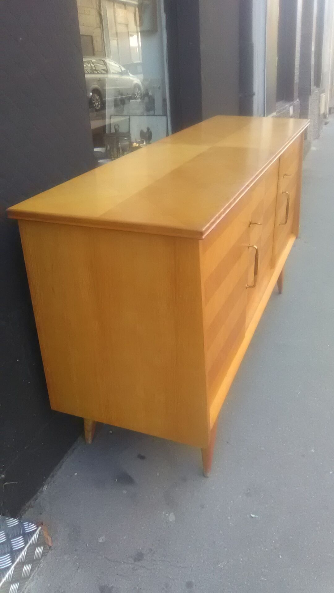 Vintage sideboard 1950 oak foot compass