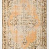 6x9 Peach Yellow Soft Pastel Turkish Vintage Rug, 185x276Cm SK 5250