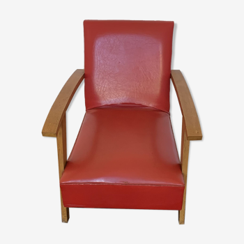 Vintage leather red armchair