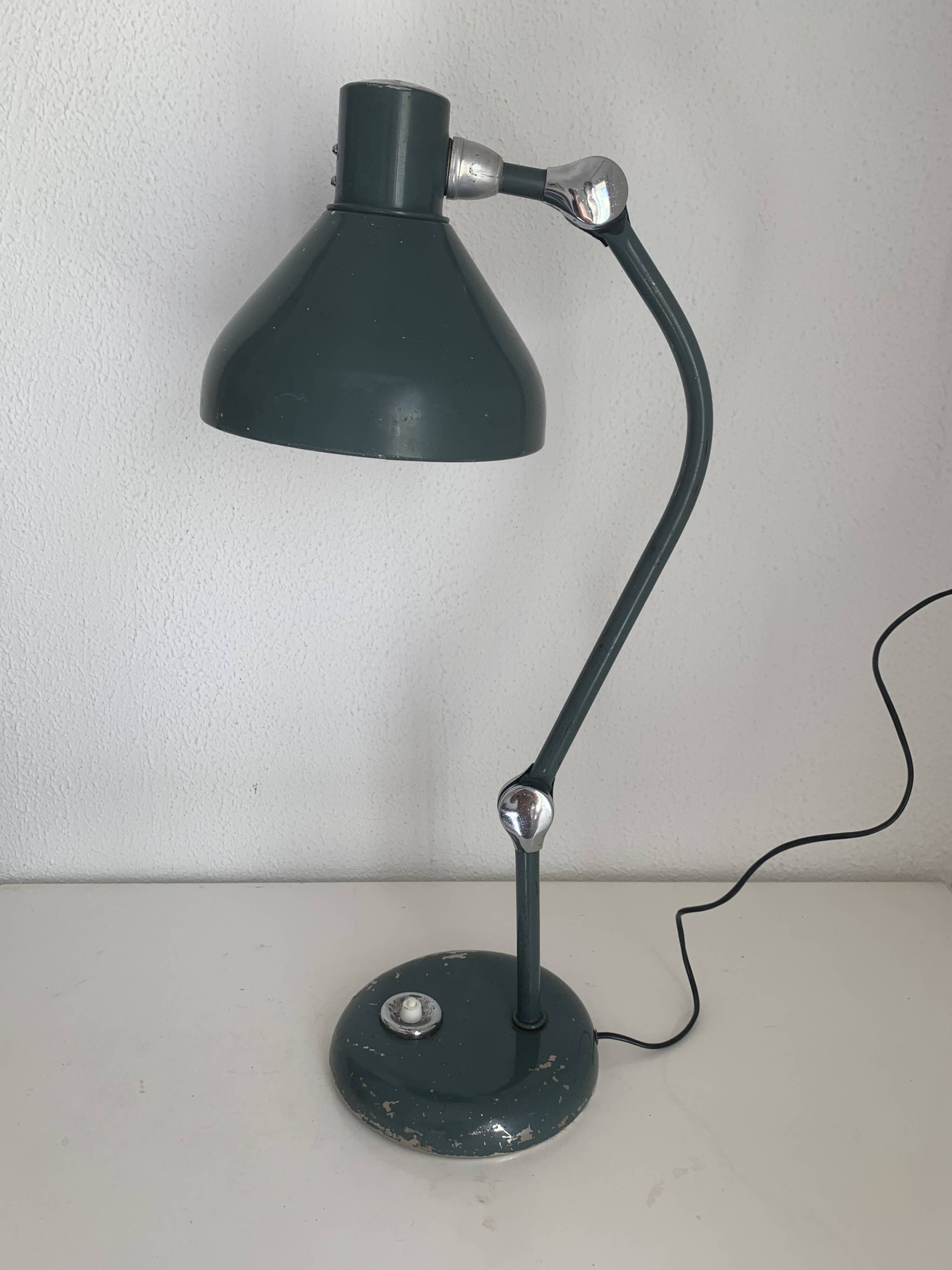 Lampe vintage 1950 Jumo GS1 vert viride de bureau - 55 cm