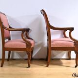 Paire de Fauteuils en Acajou, époque Restauration – Début XIXe