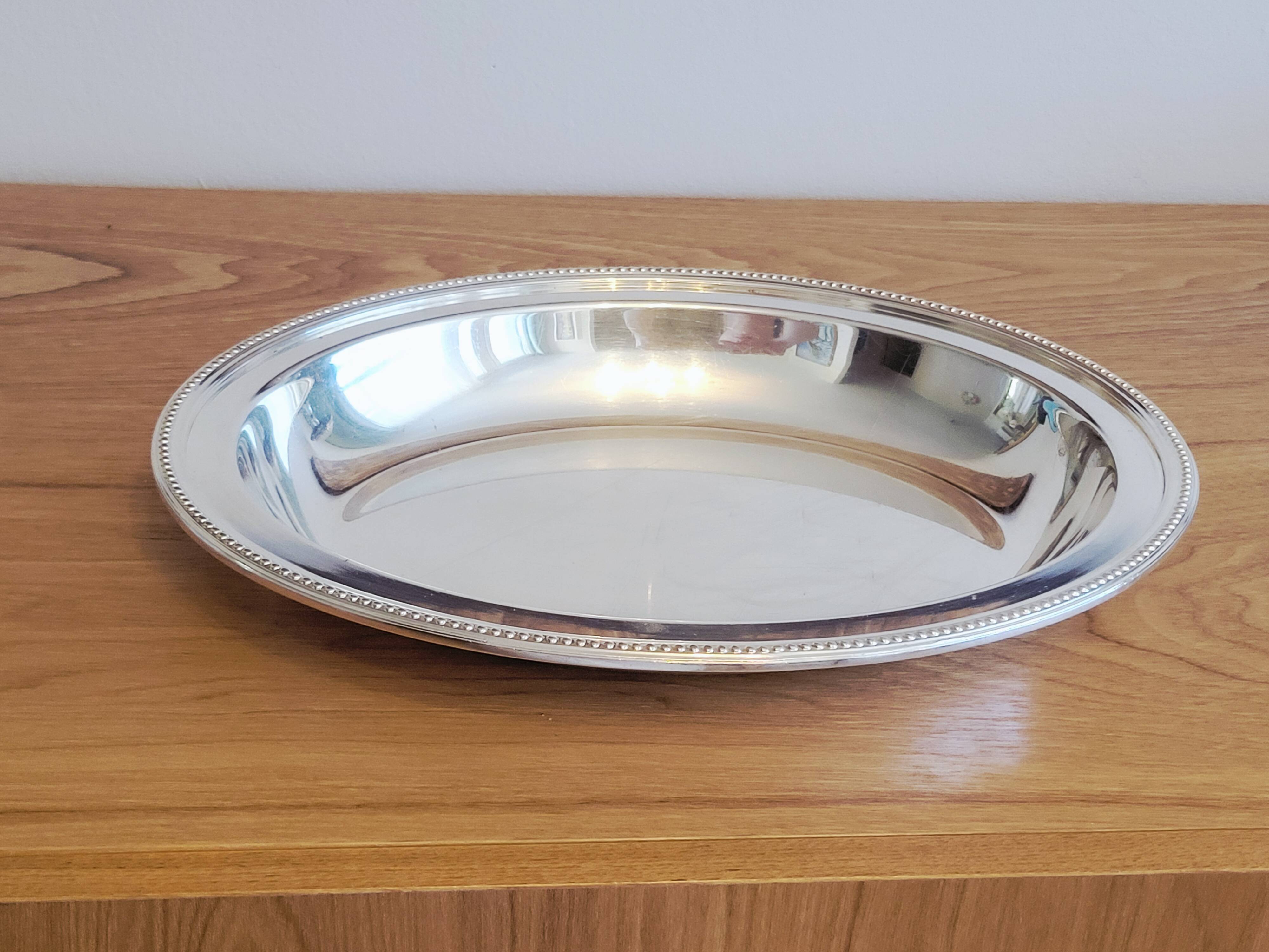 Oval Plateau Christofle Gallia In Silver-Plated Metal Beaded Frieze Basket Plaque