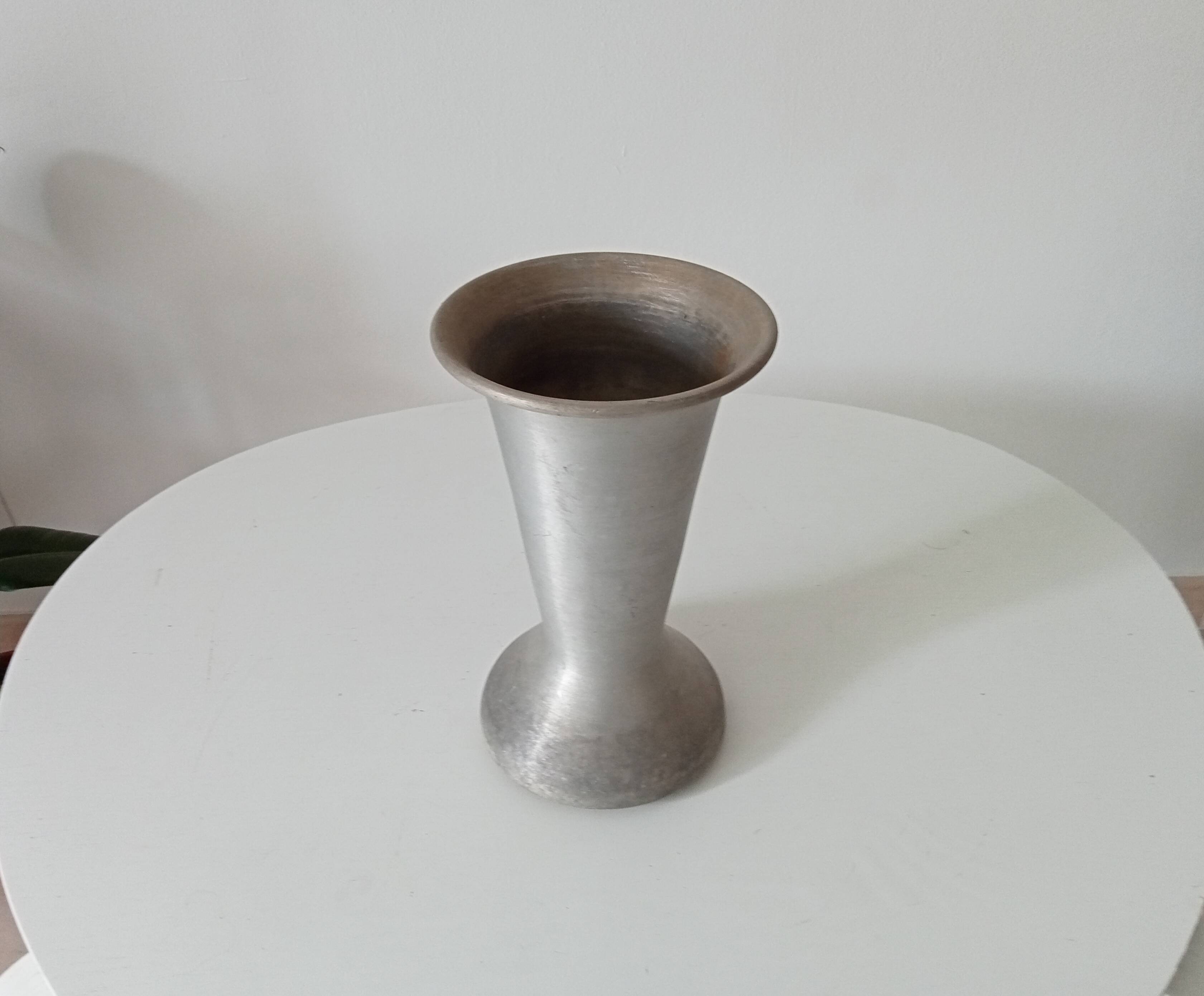 Antique aluminum cemetery vase