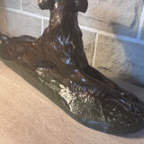 Large ancient sculpture – Reclining Greyhound after P.J. Mêne – edition