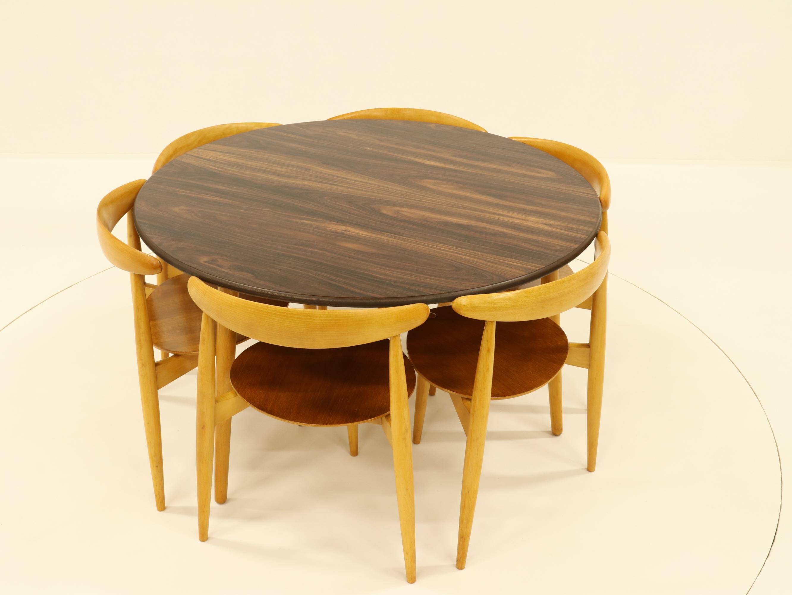 Heart dining set, designed by Hans Wegner for Fitz Hansen,  Denmark 1960s