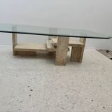 Brutalist travertine coffee table, 1970s
