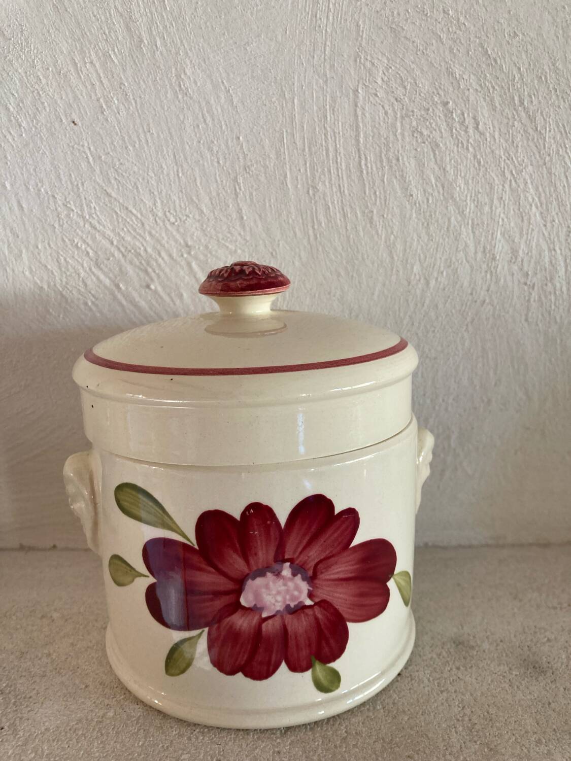Hand-painted Sarreguemines pot