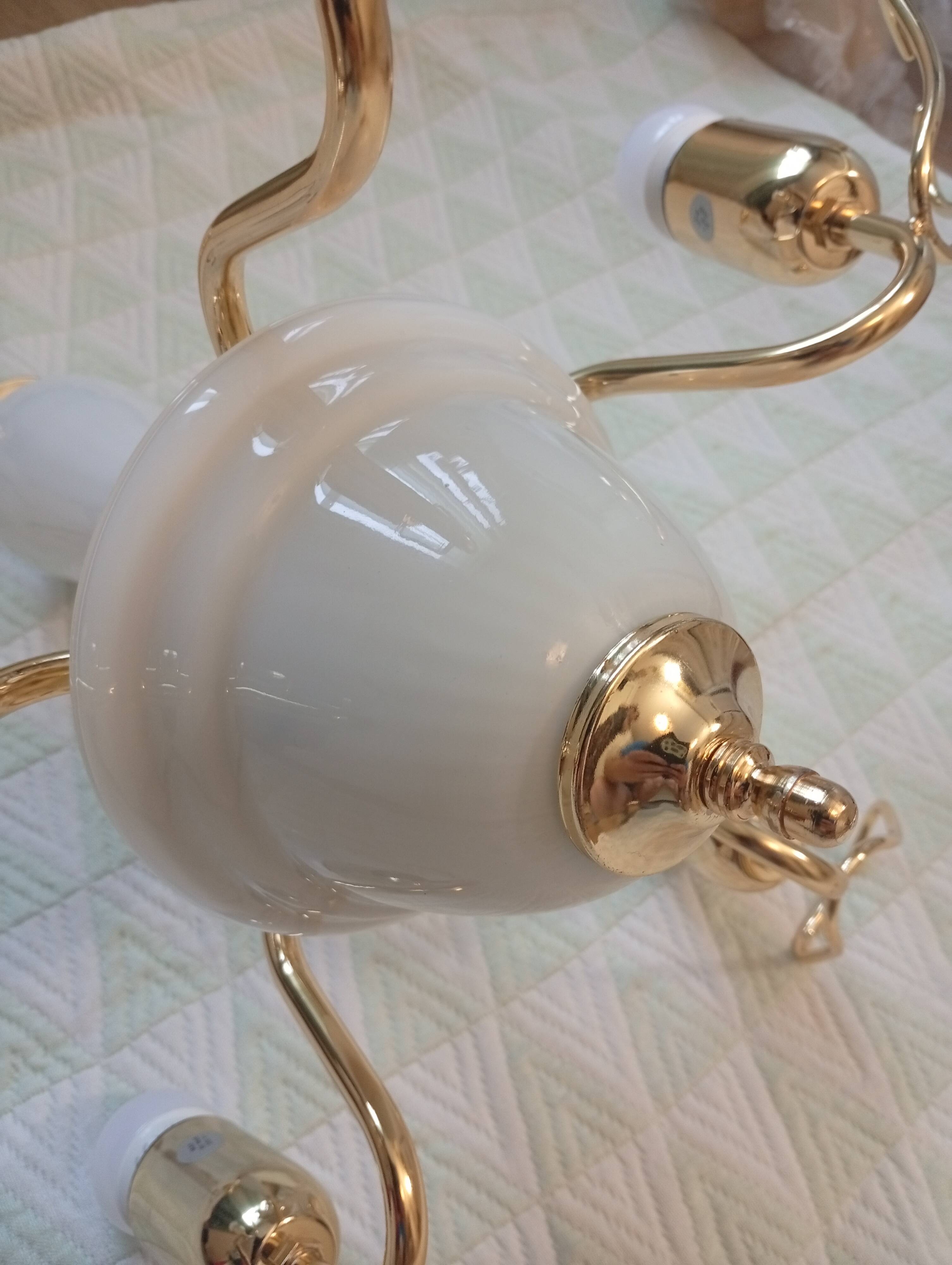 Vintage 1970s Franco Luce Murano Glass Ceiling Chandelier Made in Italy