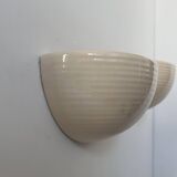 Pair of vintage wall lights, beige porcelain, France 1970