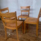 Set of 4 vintage bistro chairs in light wood