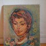 Portrait by Henri Zayan, HST painting, French school, mid-20th century.