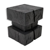 Ebonized solid wood sculptural stool / side table, Logniture