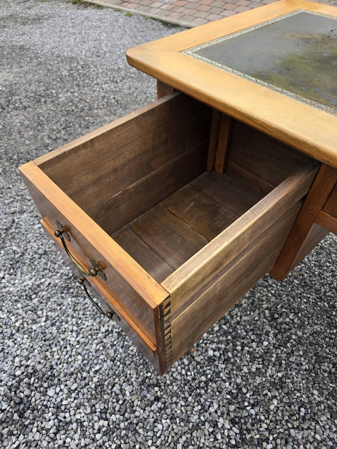 Solid cherry wood desk with leather top