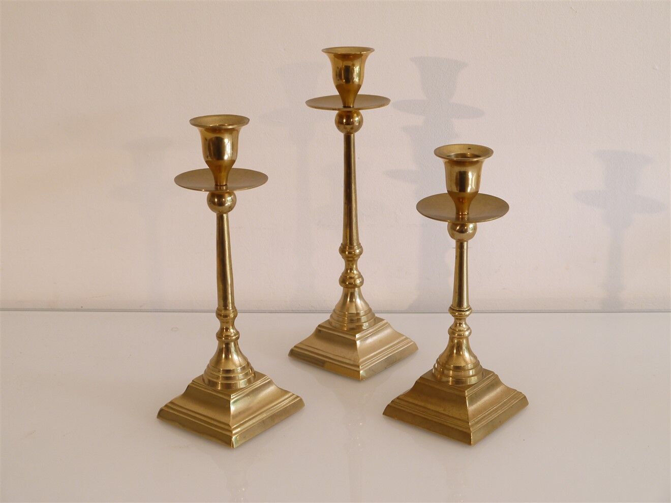 Set of vintage brass candle holders 1960