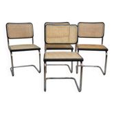 Set of 4 vintage black Cesca B32 chairs by Marcel Breuer, Italy.