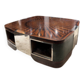 Table basse de style Art déco en ébène de Macassar, vers 1970