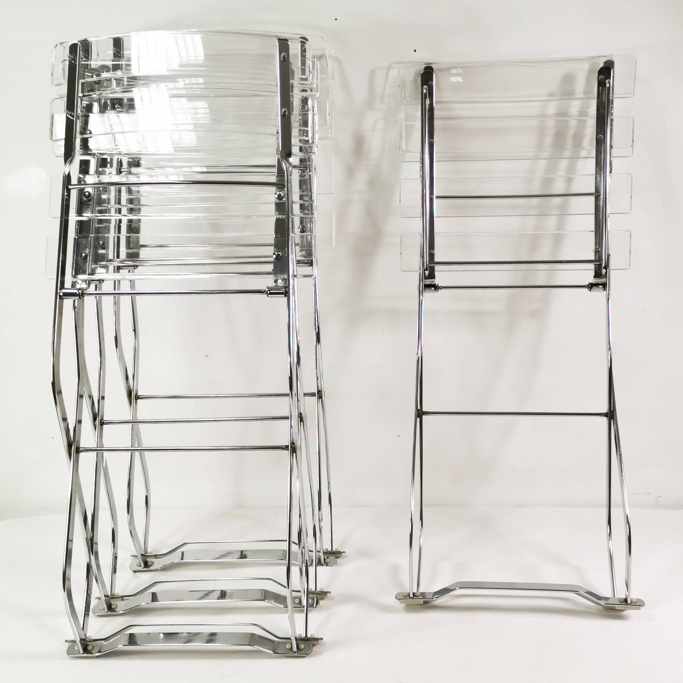 Set of designer folding chairs, Maison & Jardin Paris, 1970s