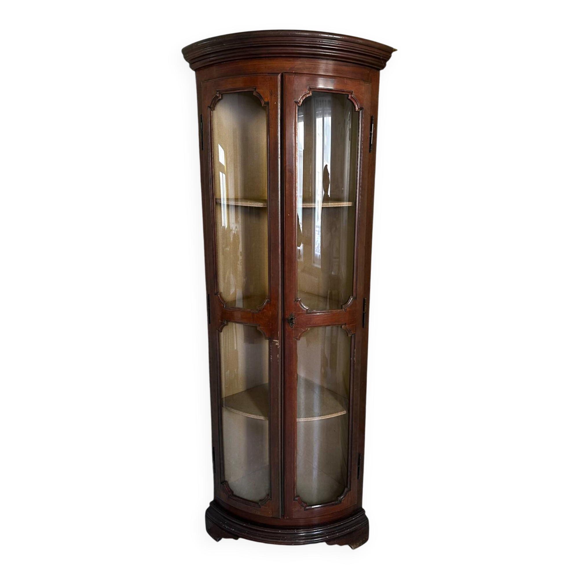 Corner display cabinet veneered in mahogany - Victorian - 20th century