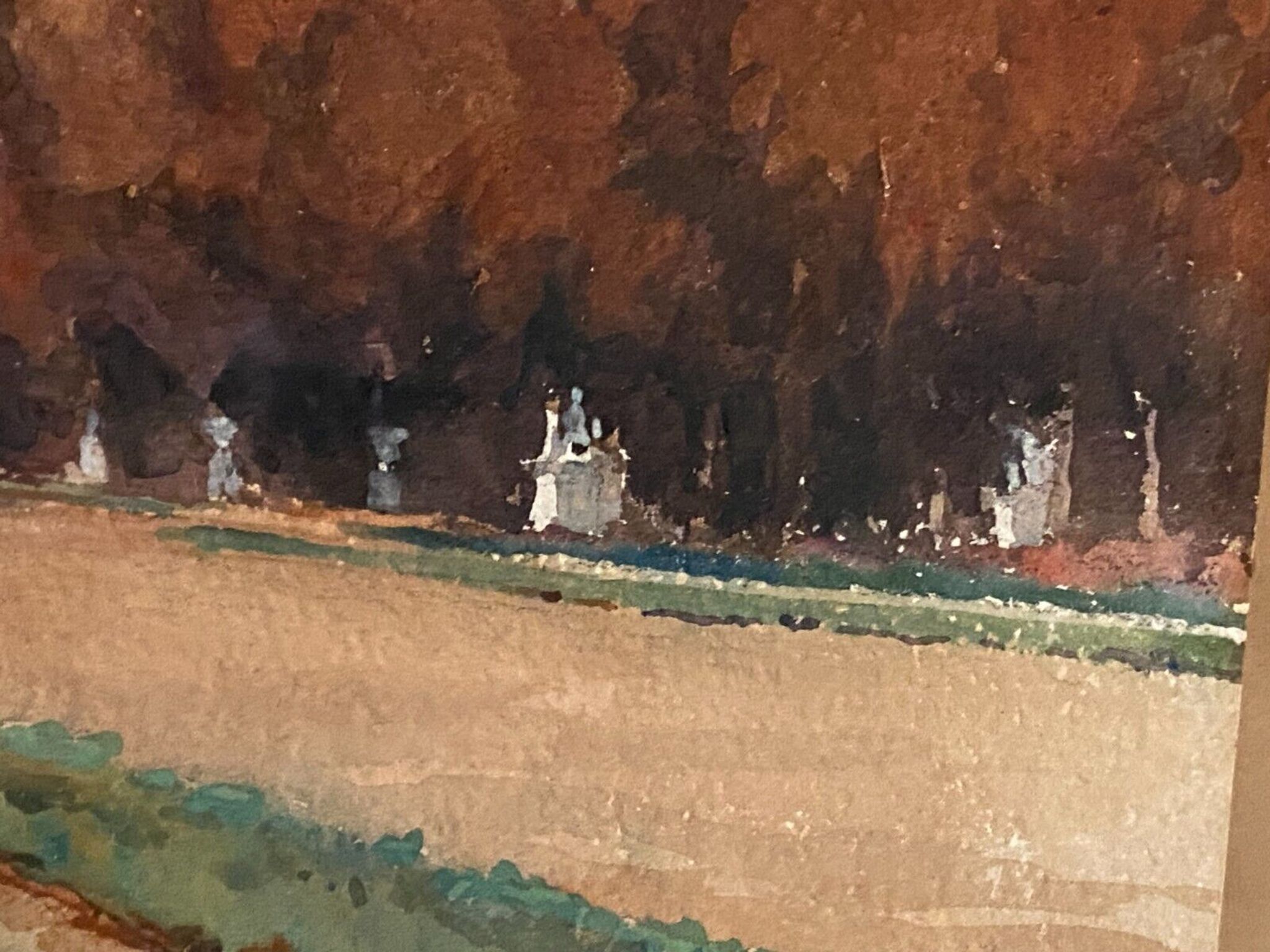 Watercolor Pierre Huvelliez 1891-1959 view park Palace of Versailles