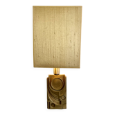 Table Lamp By Giuseppe Calonaci, Plexiglas & Brass, Italy, 1971, Signed