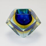 Faceted diamond caviar bowl Mandruzzato Sommerso, Murano glass, Italy, 1960s