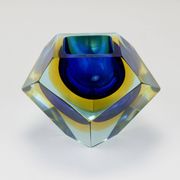 Faceted diamond caviar bowl Mandruzzato Sommerso, Murano glass, Italy, 1960s