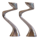 Pair of aluminium cast candle holders