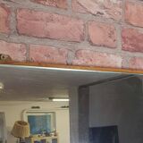 Renovated art deco dressing table with mirror, light walnut