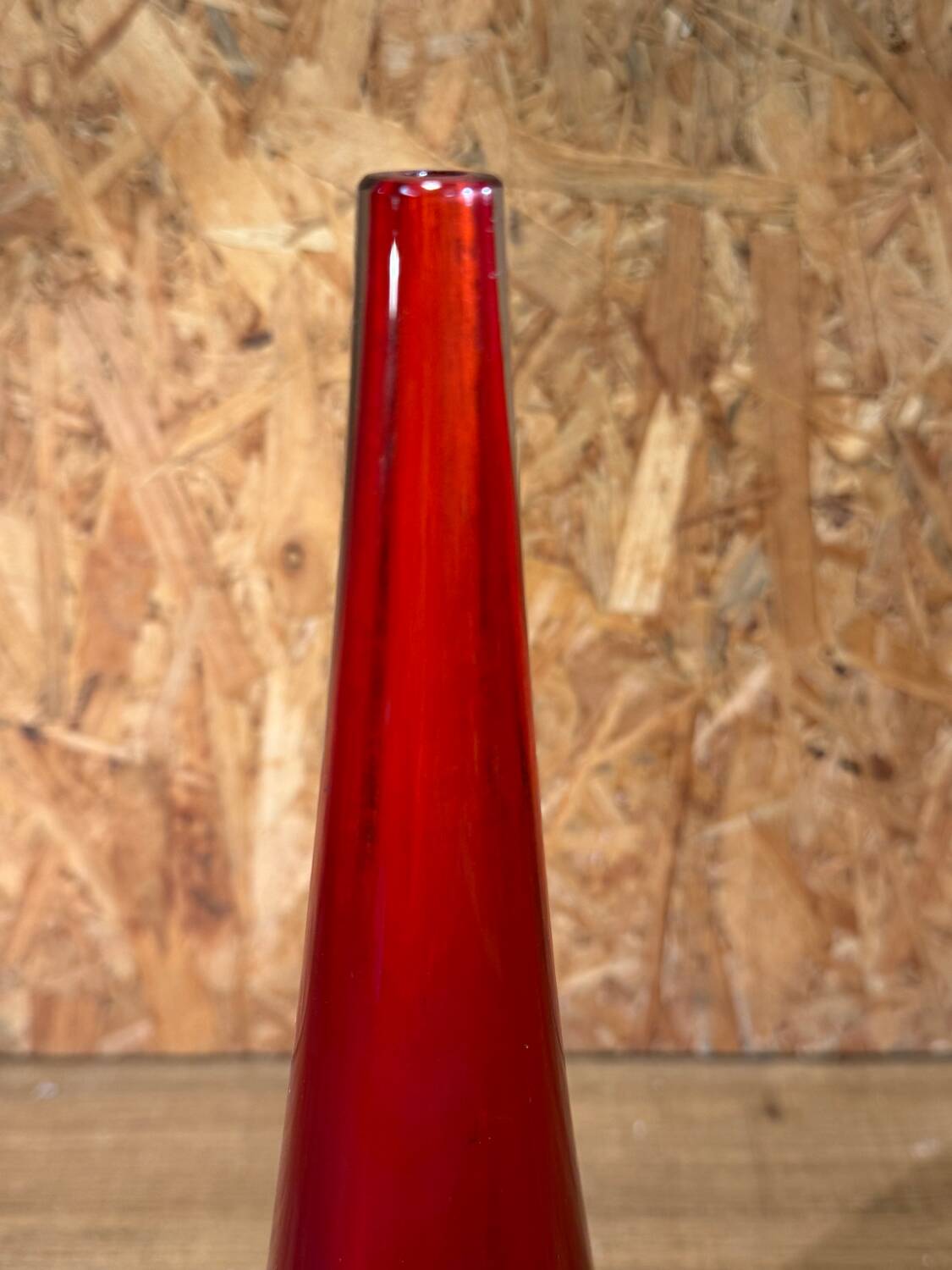 Drop vase glass sommerso red blue Murano style Flavio Poli 29 cm