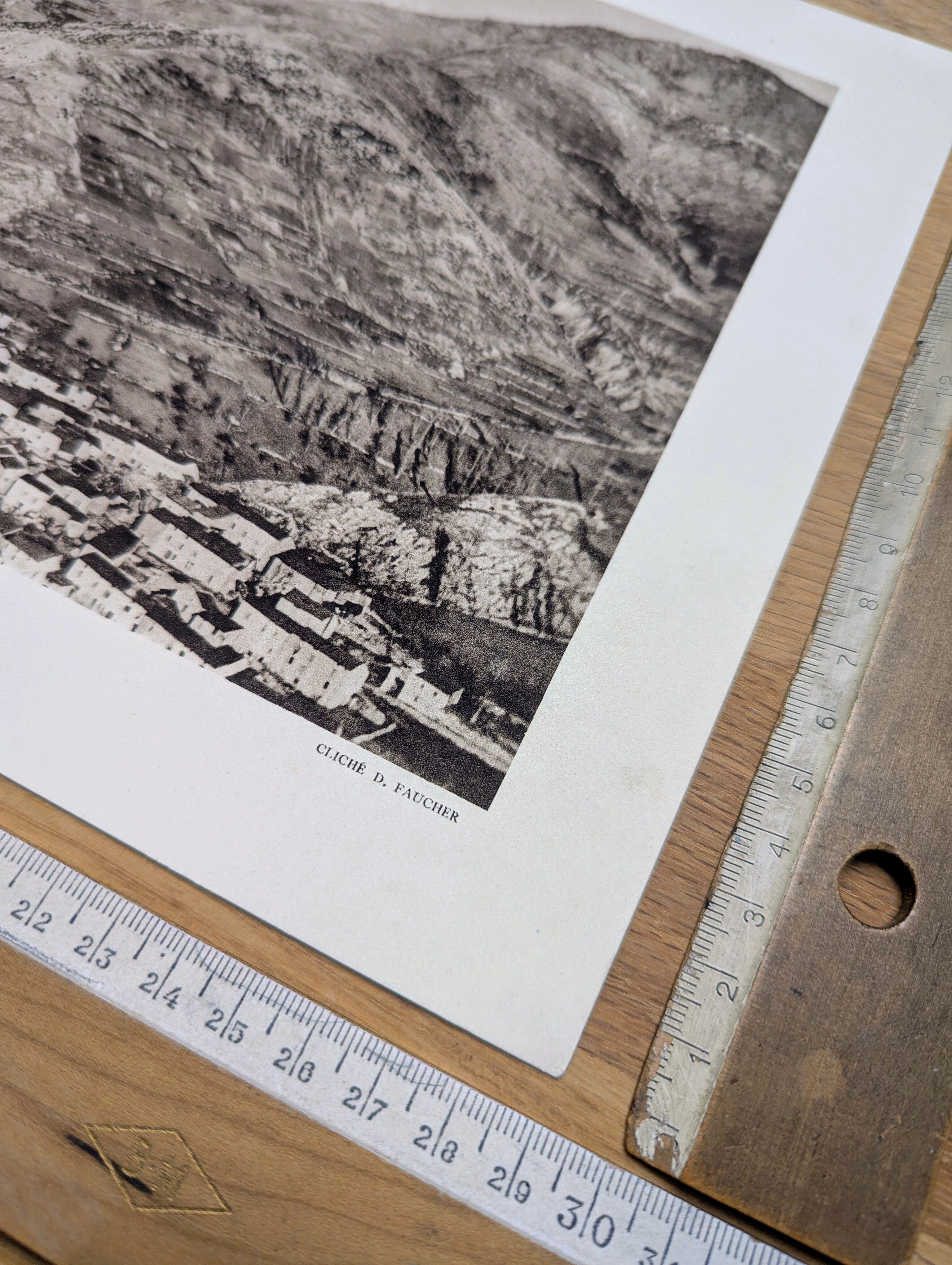 A village in Soulane, Pyrenees, photo print from 1937.