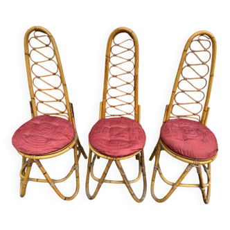Chaises en Bambou par Dirk Van Sliedrecht pour Rohe Noordwolde, 1960.Set de 3