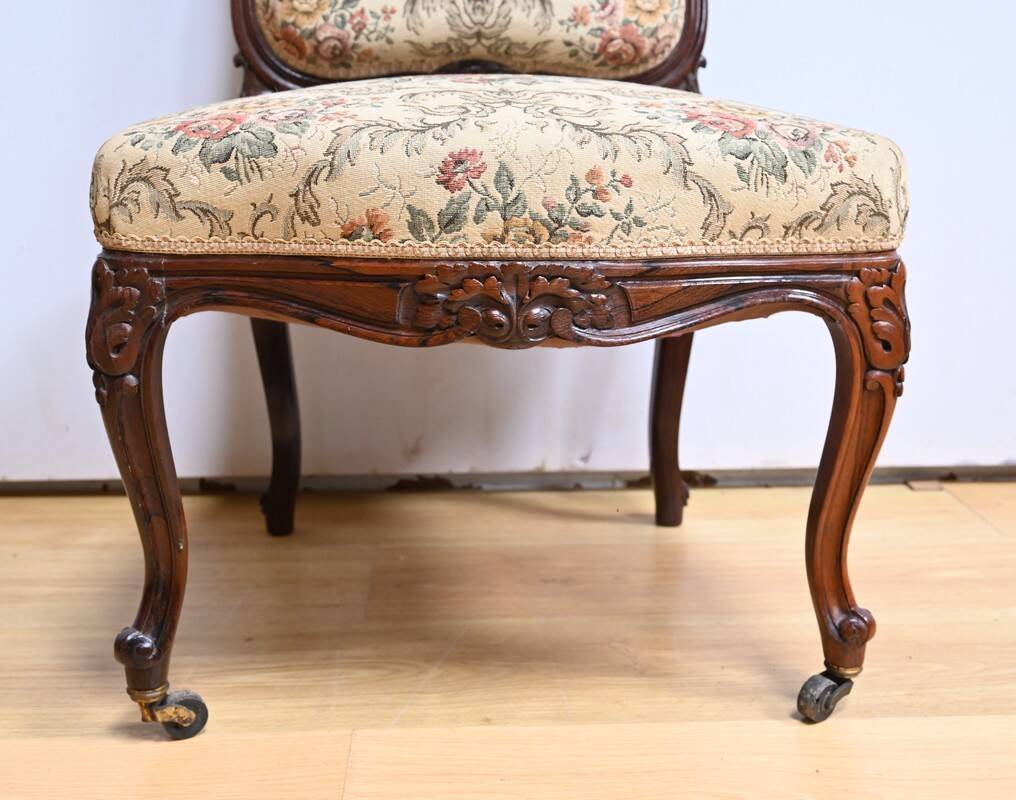 Suite of 4 Rosewood Chairs, Louis XV style, Napoleon III period – Mid-19th century