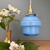 Vintage blue opaline globe pendant light