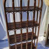Vintage rattan bookcase shelf
