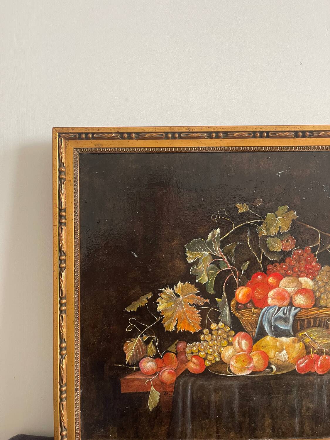 Still life on wood, signed.