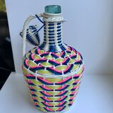 Scoubidou bottle with blue pink and yellow handle 70s