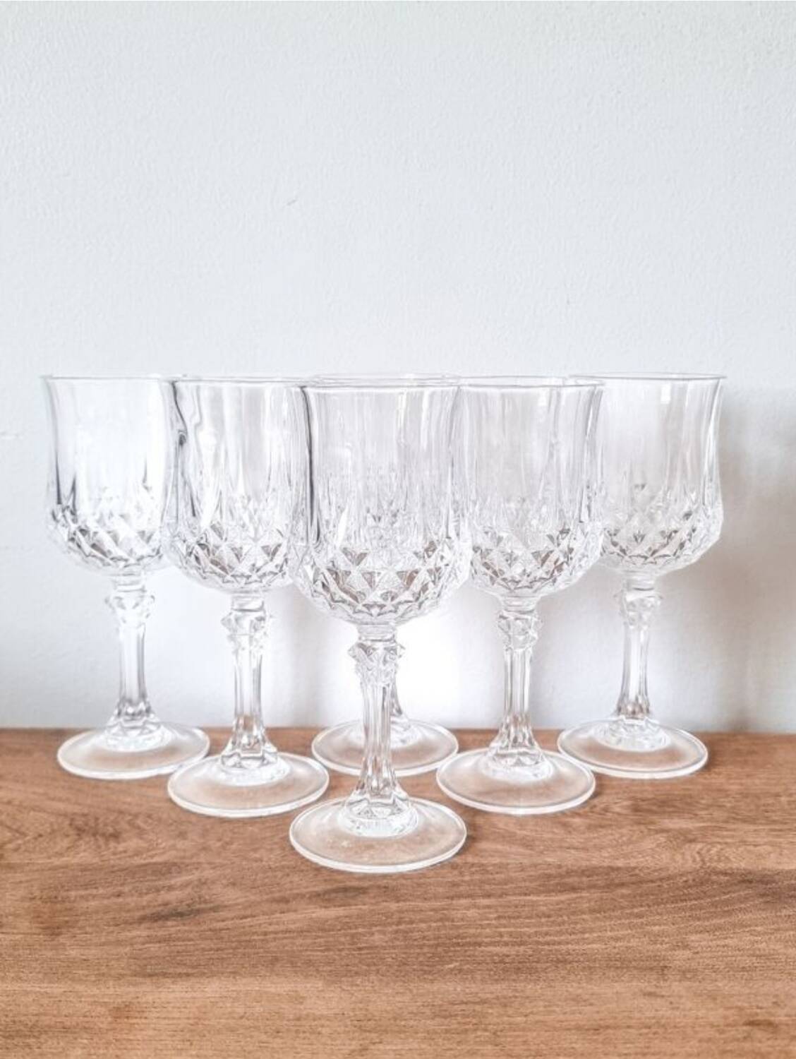 6 crystal stemmed glasses, Cristal d'Arques, Longchamp model