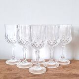6 crystal stemmed glasses, Cristal d'Arques, Longchamp model