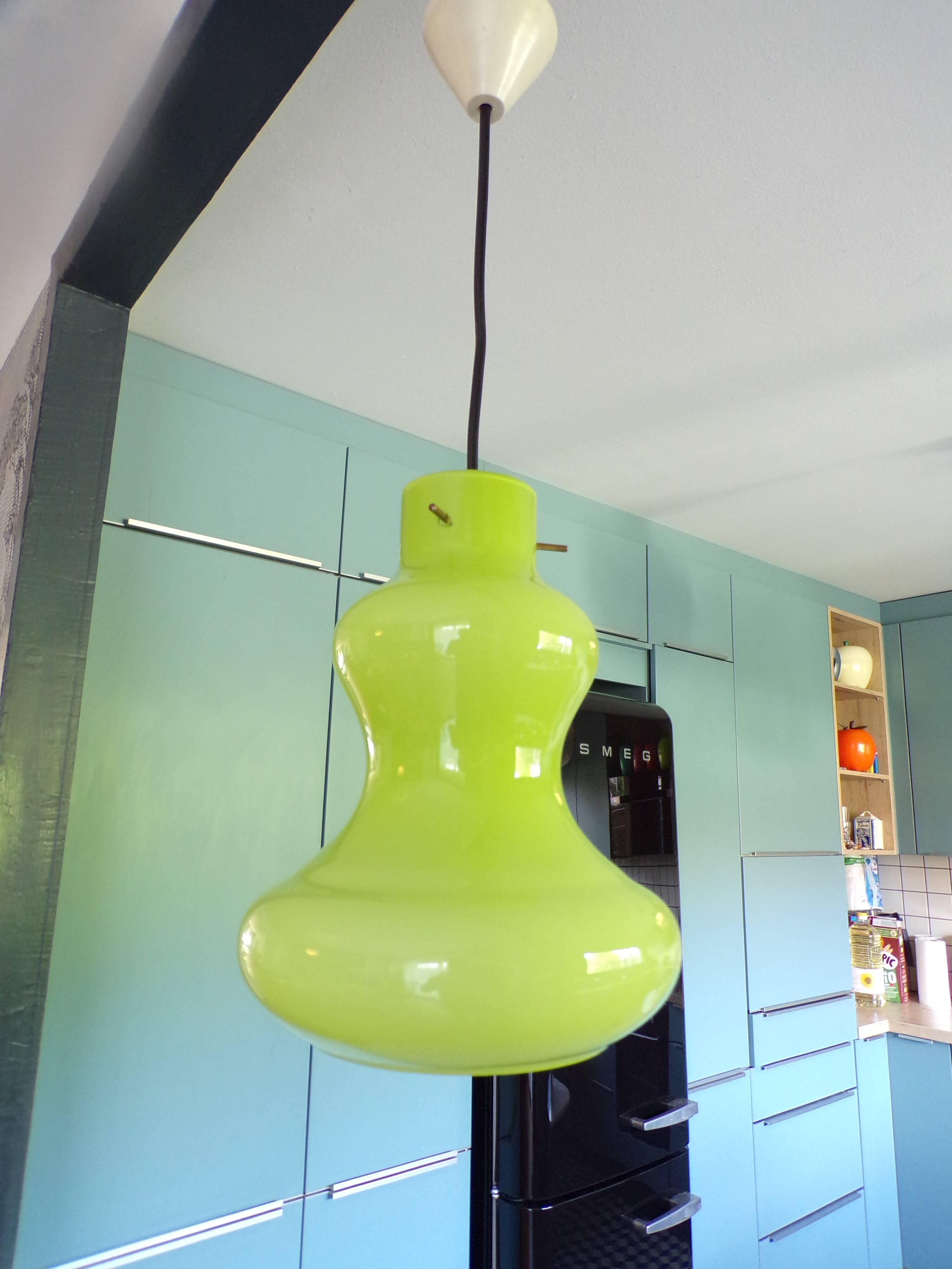 1970 Targetti Sankey pendant light in green opaline