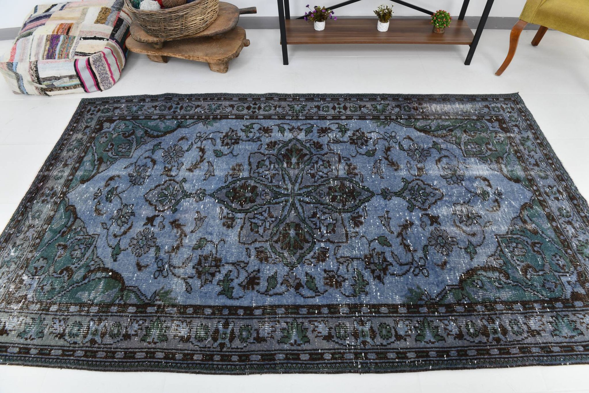 Tapis persan oriental bleu 5x8 153x253 cm SK 23247
