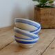 4 vintage striped ivory and blue earthenware bowls by Afibel