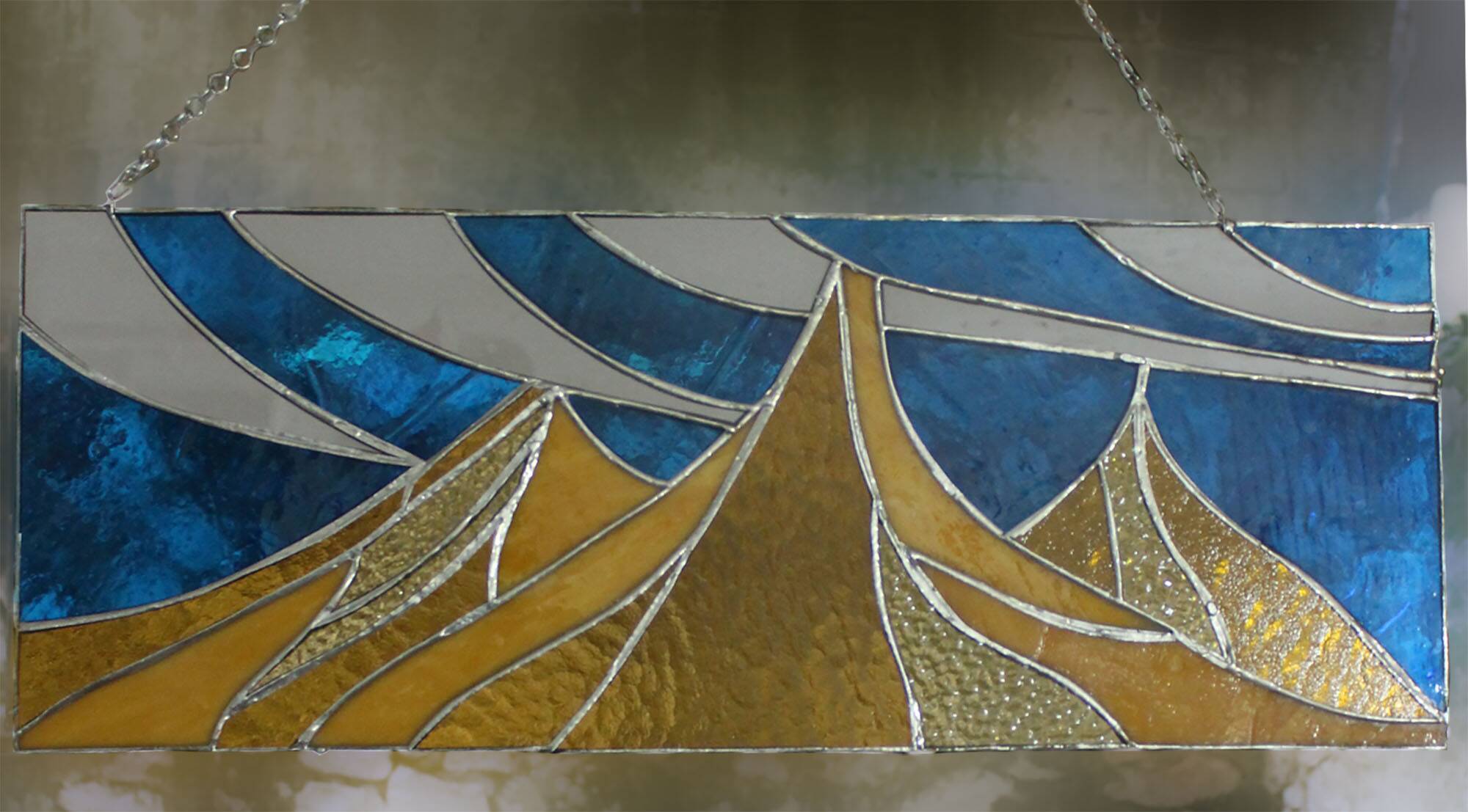 Vitrail paysage – Style Tiffany fait main, panneau décoratif