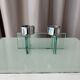 Postmodern double candlestick in glass and chrome metal