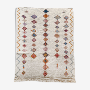 Moroccan Berber carpet Azilal ecru with small colored diamonds 275x212cm
