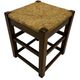 Vintage wooden stool straw seat 60s minimalist design