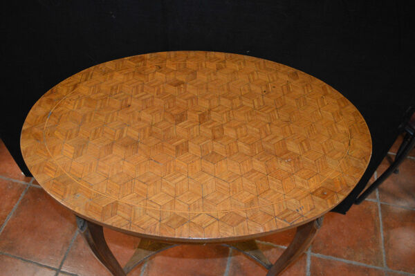 Table guéridon en marqueterie